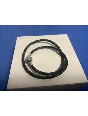 Pandora Black Leather Wrap Bracelet 14”
